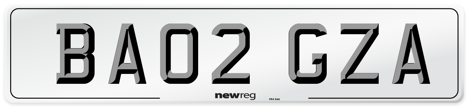 BA02 GZA Number Plate from New Reg